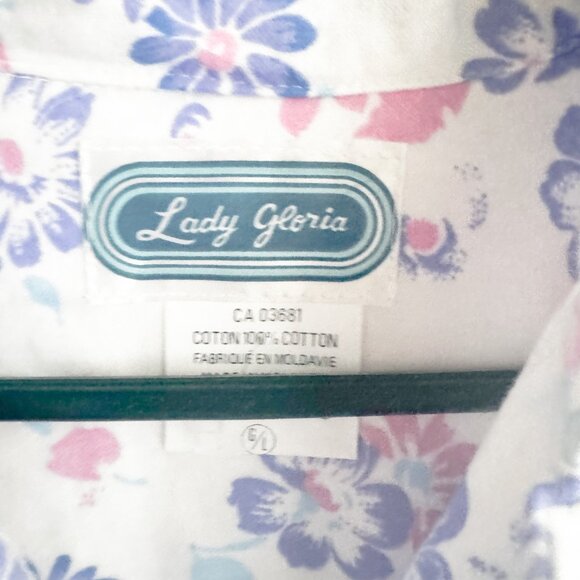 Lady Gloria Flannel 100% Cotton Floral Long Sleeve Nightgown L - Picture 5 of 6